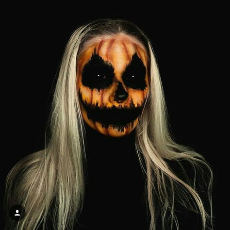 Follow @SmolApple for more! Scary Jack O Lantern Makeup, Scary Pumpkin Makeup, Jack O Lantern Makeup, Pumpkin Makeup Halloween, Pumpkin Makeup Ideas, Halloween Face Paint Ideas, Facepaint Halloween, Makeup Tutorial Halloween, Pumpkin Makeup