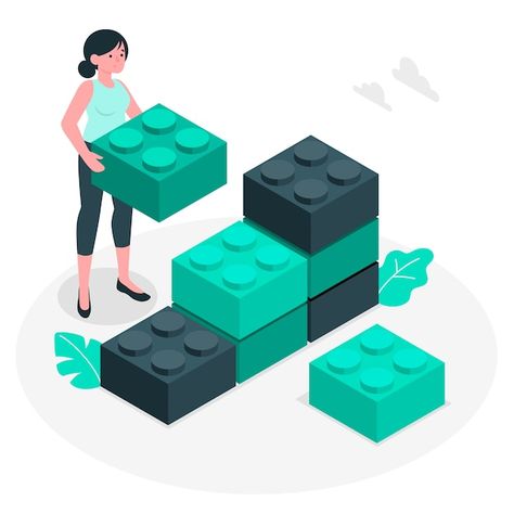 Building blocks concept illustration | Free Vector #Freepik #freevector #building-blocks #block #game-illustration #play-game Illustration Story, Lego Blocks, Lego Construction, Isometric Illustration, Concept Illustration, Graphic Design Resume, Concept Board, Lego Building, Work Inspiration