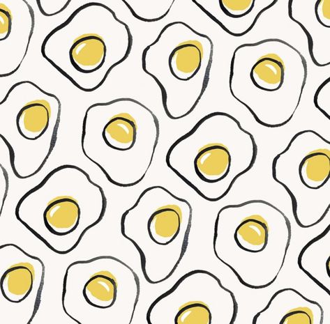 This egg pattern by Sara Combs shows pattern by repeating the eggs. My Favorite, Egg, Yellow, Pattern, White, Instagram, Black, Art