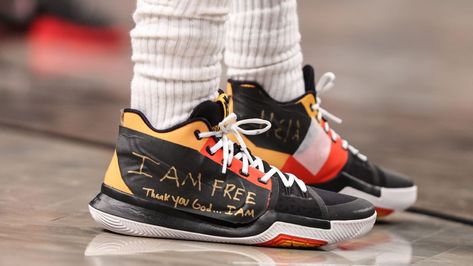 Kyrie Irving Sneakers, Kyrie Shoes, Kyrie Irving Shoes, I Am Free, Nba Wallpapers, Kyrie Irving, Thank You God, Free Shoes, First Game