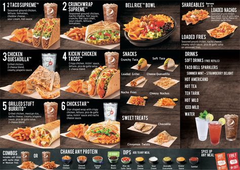 Taco Bell Malaysia Menu All combos come with nacho chips or Mexican fries and free refills of soft drinks 2 Taco Supreme combo Sometimes soft sometimes crunchy but always delicious! Our tacos are so good it's in our name. Your choice of protein our signature hot sauce sour cream fresh lettuce diced tomatoes and cheddar cheese. Try it in a freshly fried crunchy corn tortilla shell or a soft flour tortilla. Crunchwrap Supreme combo One of Taco Bells most recognizable and unique creations the Mumbai Restaurants, Taco Supreme, Taco Bell Menu, Mexican Fries, Breakfast Crunchwrap, Tacos Menu, Seasoned Fries, Nacho Chips, Chicken Snacks