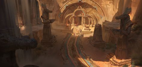 Desert dungeon, seung il ju on ArtStation at https://www.artstation.com/artwork/XBqXdw Petra Fantasy Art, Desert Dungeon, Desert Temple, Egypt Concept Art, Dark Sun, Concept Art World, Landscape Concept, Graduation Project, Concept Art Character