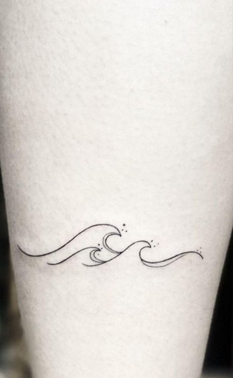 Wave Tattoo Women, Free Will Tattoo, Wave Tattoos For Women, Tattoos Seashell, Zee Tattoo, Baddie Tats, Seashell Tattoo, Simple Wave Tattoo, Small Wave Tattoo