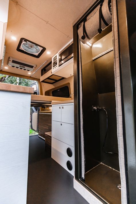 Let us introduce you to our latest custom-built van to hit the road... Bob! This van has it all — a fully enclosed aluminum shower, two galleys, a microwave, a cozy bed, and much more — all in a 144” wheelbase, thanks to flares on either side of the van that allow for sleeping side to side. #outsidevan #vanlife #vanconversion #custom #handbuilt #sprinter #sprintervan #van #mercedesbenz #getoutside #adventure Sprinter Van Conversion Layout, Van Conversion Plans, Sprinter Motorhome, Van Conversion Layout, Mercedes Sprinter Camper, Mb Sprinter, Sprinter Van Conversion, Van Conversion Interior, Sprinter Camper