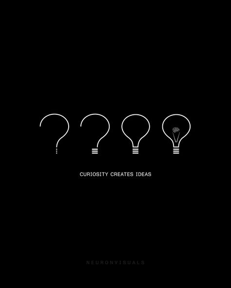 Ideas do not just pop out of nowhere. They all start from thought. Follow curiosity. See The Good In All Things, Creative Person Aesthetic, Curiosity Wallpaper, Generation X Aesthetic, Generosity Aesthetic, Start Up Aesthetic, Design Quotes Creative, Curiosity Aesthetic, Motivation Graphics