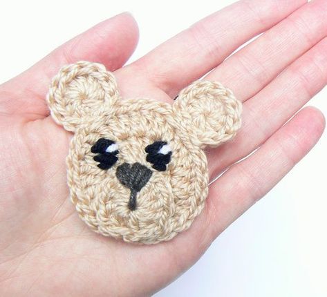 Appliques Au Crochet, Crochet Woodland, Clothing Crochet, Bear Applique, Animals Crochet, Animal Motifs, Crochet Set, Crochet Bear, Crochet Baby Hats