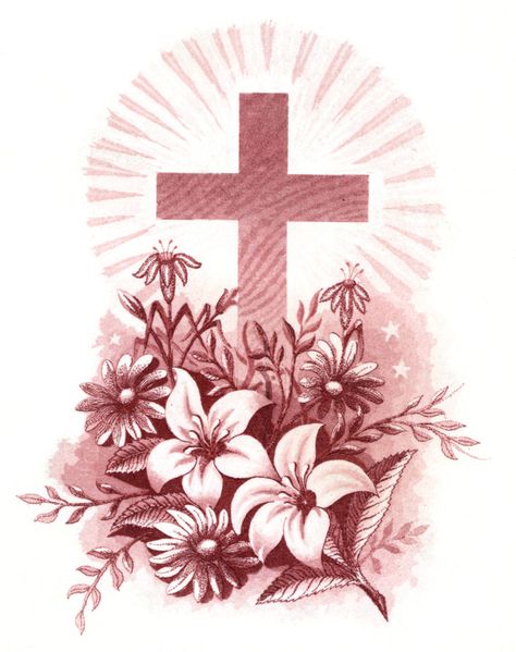 Easter Cross flowers pink red image Happy Resurrection Day, Happy Resurrection, Vintage Cards Handmade, Dove Images, Cross Pictures, Easter Cards Handmade, Fairy Vintage, Resurrection Day, Red Images