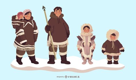 Eskimo family character set #AD , #AFFILIATE, #Ad, #family, #character, #set, #Eskimo Nomadic Character Design, Winter Character Illustration, Inuit Dnd Character, Inuit Character Design, Native American Games, Inuit Clothing Art, Inuit People, My Fantasy World, Indigenous Art