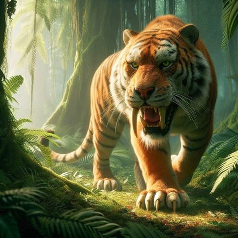 Texas had its very own saber-toothed tiger Tiger Paintings, Saber Tooth Tiger, Saber Toothed Tiger, Sheet Painting, Jungle Design, Woolly Mammoth, Tiger Wallpaper, Tiger Painting, Sky Images