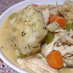 Herbed Dumplings - Allrecipes.com Old Fashioned Chicken And Dumplings Recipe, Chicken Stew With Dumplings, Old Fashioned Chicken And Dumplings, Chicken Stew And Dumplings, Stew With Dumplings, Easy Dumplings, Stew And Dumplings, Homemade Chicken And Dumplings, Chicken Casseroles