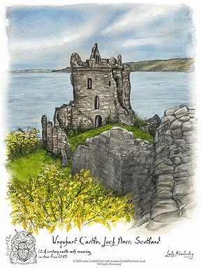 Scotland Drawing, Scotland Illustration, Scotland Painting, Scottish Tattoo, Traditional Tattoo Inspiration, Castle Drawing, Castle Painting, Irish Castles, Castles In Ireland