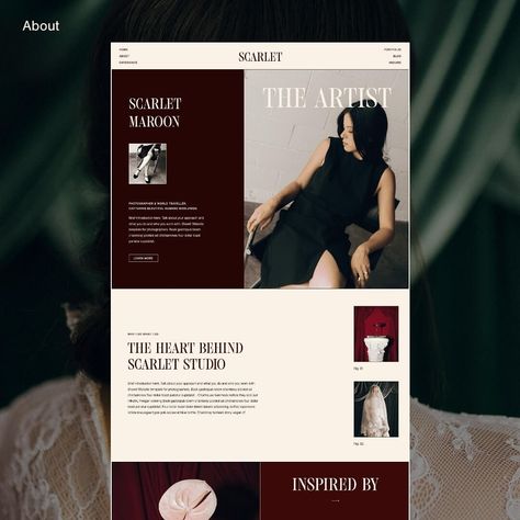 meet the newest Showit website template - Scarlet ♥️ bold & modern template for photographers and online business owners. featuring lots of imagery, the entire website acts as a portfolio to highlight your art and attract your dream clients 💫 all the demo photos are by the amazing @elyselanephotography 🥰 so scarlet, it was maroon 💋 view the whole site at scarlet.soulkynd.com Art Deco Website Design, Art Deco Website, Maroon Color Palette, So Scarlet It Was Maroon, Template Website Design, Website Aesthetic, Portfolio Website Template, Showit Template, Inspiration Board Design