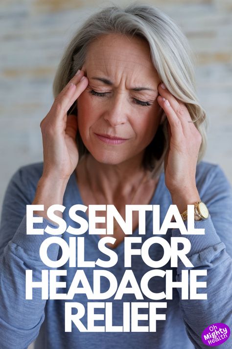 A blonde woman in a blue sweater massaging her temples while experiencing a tension headache before trying essential oil remedies for relief Hormone Headache, Headache Essential Oil Roller, Headache Essential Oil, Oils For Headaches, Headache Relief Essential Oils, Hormonal Headaches, Tension Headache Relief, Top Essential Oils, Pressure Headache