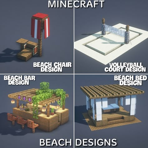 Minecraft Cottage Blueprints, Minecraft Outside Decor, Room Decor Minecraft, Minecraft Beach, Cottage Blueprints, Amazing Minecraft Builds, Decor Minecraft, Minecraft Create, Minecraft Decoration