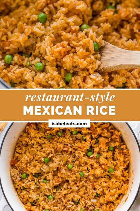 This authentic Mexican rice recipe is easy to make, made with simple ingredients, and way better than the rice you'll find at a Mexican restaurant! It's the perfect side dish for all your favorite Mexican recipes. Authentic Mexican Rice Recipe, Restaurant Style Mexican Rice, Spanish Rice Recipe Easy, Authentic Mexican Rice, Mexican Rice Recipe, Mexican Rice Easy, Spanish Rice Recipe, Homemade Beans, Chili Verde