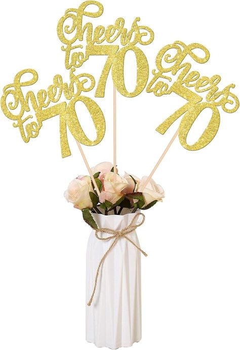 Amazon.com: 12 PCS Cheers to 70 Centerpiece Sticks Double Sided Glitter Happy 70th Birthday Centerpieces Number 70 Flower Centerpiece for 70th Birthday Party Decorations Table Centerpieces Supplies Rose Gold : Grocery & Gourmet Food 70 And Sensational Birthday, 70th Birthday Centerpieces, 70th Bday Party Ideas For Mom, Birthday Party Candy Table, 70th Birthday Party Decorations, 70th Birthday Ideas For Mom, Cheers To 70 Years, 70th Birthday Parties Decorations, 70th Birthday Party Ideas