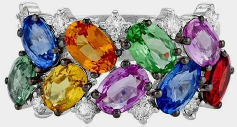 Multicolor Multi-stone Sapphire Jewelry, Multicolor Multi-stone Luxury Diamond Bracelet, Luxury Yellow Sapphire Multi-stone Jewelry, Luxury Multicolor Multi-stone Gold Bracelet, Tanzanite Diamond, Vintage Multicolor Multi-stone Brooch, Blue Tanzanite, Vs Diamond, Diamond Cocktail Rings