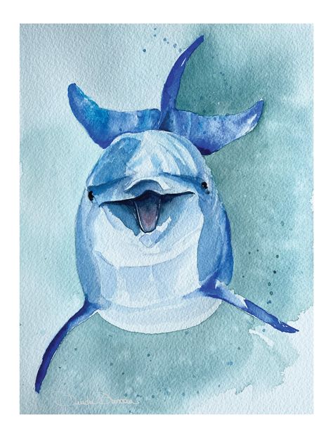 Excited to share the latest addition to my #etsy shop: Original Happy Dolphin Watercolor Note Cards, 4.25"x5.5" Size, Blank Inside Cards, Invitation Cards, Handmade Greeting Cards with envelopes https://etsy.me/45W4Rbx #blankinside #425x55cards #watercolorcards #notecards #originalartcds #welcomecards #10dollargift #handmadecard #babyregistryitem Watercolor Art Ocean Animals, Watercolor Marine Life, Watercolor Animals Simple, Invitation Cards Handmade, Dolphin Crafts, Dolphin Watercolor, Animal Watercolour, Happy Watercolor, Clay Cafe