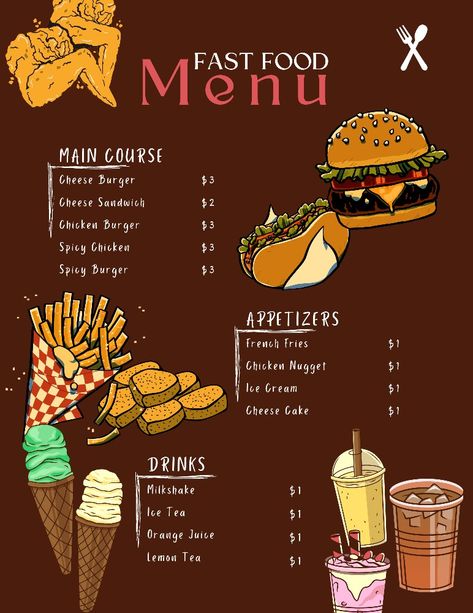 Food Menu Board Design Restaurant, Resturant Board Design, Menu Fast Food Design, Cafe Menu Card Design, Menu Card Design Restaurant, Restaurant Flyer Design Ideas, Dairy Photography, Quick Service Restaurant Design, Food Menu Design Ideas