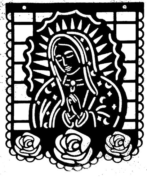 Papel Picado Drawing, Paper Picado, Mexican Art Tattoos, Virgin Mary Art, Altar Decorations, Templates Printable Free, Mexican Art, Memento Mori, Color Tattoo