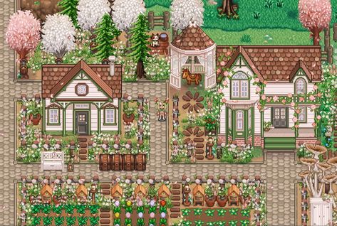 Cottagecore Games, Minecraft Farm Ideas, Cute Shed, Cottagecore Pictures, Mod Aesthetic, Stardew Farms, Stardew Valley Layout, Stardew Valley Tips, Stardew Valley Farms