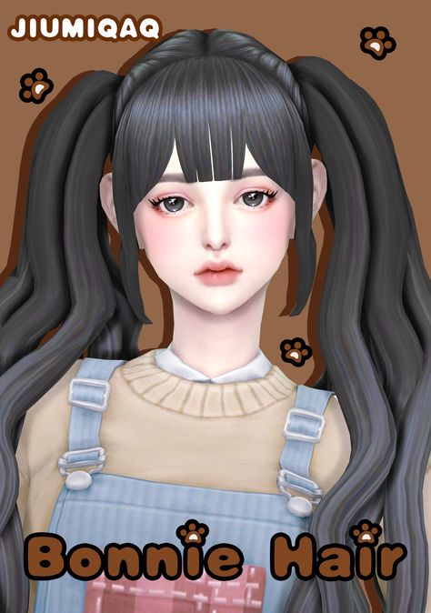 🐻jiumiQAQ Bonnie Hair🐻 | jiumiQAQ on Patreon Sims 4 Kawaii Hair Cc, Sims 4 Japanese Hair, Sims 4 Anime Hair Cc, Jujutsu Kaisen Sims 4 Cc, Sims 4 Pigtails, Sim4 Cc, Sims 4 Nails, Lotes The Sims 4, The Sims 4 Custom Content