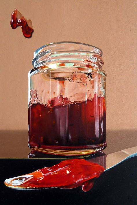 Glass Containers Art Igcse, Jam Jar Painting, Jam Advertisement, Healthy Strawberry Jam Recipe, Igcse Art, Prismacolor Drawing, Orange Jam, Drawing Study, Grape Jam