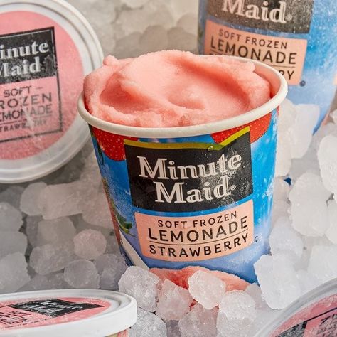 Minute Maid Soft Frozen Strawberry Lemonade Cups, 12 Ounce Lemonade Cup, Frozen Strawberry Lemonade, Frozen Strawberry, Frozen Lemonade, Junk Food Snacks, Minute Maid, Quick Recipes Snacks, Real Fruit, Food Therapy