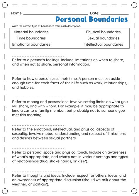 Personal Boundary Worksheets Boundary Worksheets For Adults, Boundary Activities Therapy Ideas, Boundary Setting Worksheet, Relationship Therapy Activities, Boundary Setting, Personal Boundaries Worksheet, Group Activities For Teens, Boundaries Activities, Rational Emotive Behavior Therapy