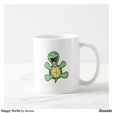 Happy Turtle Coffee Mug South African Flag, Happy Turtle, Happy 70 Birthday, Coffee Heart, Cute Turtles, Custom Tumbler Cups, Personalized Coffee Mugs, Animal Skulls, White Coffee Mugs