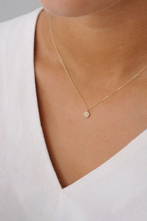 Delicate 14k Gold Necklace, Dainty Recycled Gold Necklaces, Delicate Tiny 14k Gold Necklace, Minimalist Recycled Gold Wedding Necklace, Dot Necklace, Tiny Pendant, Gold Dot, Gold Necklace Simple, Minimal Necklace