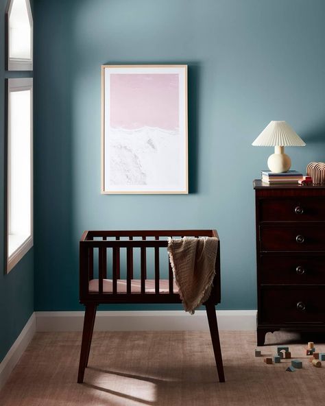 Porter's Paints on Instagram: “'Dark Newport Blue' A chic mid tone cool grey, saturated with undertones of both blue and green. ​ ​ ​This colour features in our Capsule…” Porter Paint, Newport Blue, Capsule Collection, Blue And Green, Changing Table, Newport, Modern Farmhouse, Building A House, New Homes