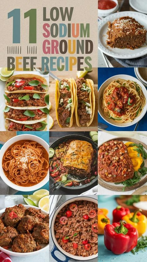 Mind-Blowing : Create a healthier relationship with ground beef by exploring these 11 savory, low-sodium recipes that will revolutionize your meal prep routine. Easy Low Sodium Dinner Recipes, Low Sodium Lunches For Work, Low Sodium Heart Healthy Meals, Low Sodium Hamburger Recipes, Low Sodium Ground Turkey Recipes, Low Sodium Heart Healthy Recipes, Low Sodium High Protein Meals, Easy Low Sodium Meals, Low Carb Low Sodium Recipes