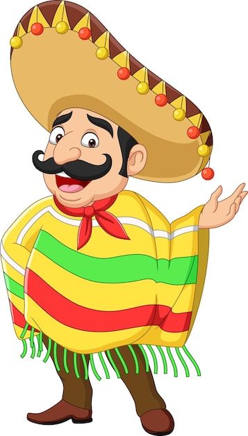 Cartoon funny mexican man presenting | Premium Vector #Freepik #vector #traditional-clothes #boy-illustration #male-cartoon #cartoon-man Spanish Cartoon, Mexican Illustration, Male Cartoon, Mexican Man, Premium Vector Cartoon, Spanish Men, Man Cartoon, Mexican Men, Mexican Hat