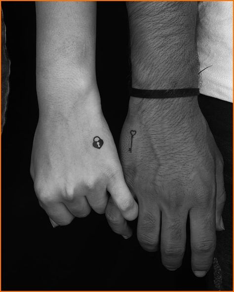 Heart Lock And Key Tattoo Couples, Lock And Key Finger Tattoo, Couple Tattoos Key And Lock, Lock N Key Tattoo Ideas, Connecting Couples Tattoos, Locked Up Tattoo, Secret Couple Tattoo, Small Lock And Key Tattoo, Lock And Key Tattoo Designs For Women