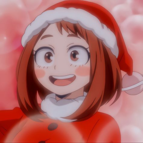 Mha Christmas, Bnha Pfp, Christmas Pfps, Mha Icons, Christmas Pfp, Ochaco Uraraka, Arte Do Kawaii, Anime Christmas