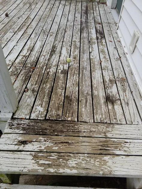 Staining Old Deck, Old Porch Makeover, Restore Old Deck, Painting Porch Wood, Old Deck Makeover, Painted Porch Floor Wood, Porch Floor Paint Colors, Painted Deck Floors, Painted Decks