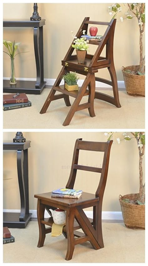 DIY Convertible Folding Ladder Chair Free Plan King Size Bed Frame Diy, Fold Up Chairs, Ladder Chair, Library Ladder, Folding Step Stool, Folding Ladder, Diy Bed Frame, Smart Home Design, Chair For Living Room