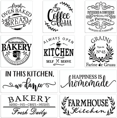 Homemade Bakery, Farmhouse Paintings, Bakery Kitchen, Kitchen Labels, Bakery Decor, Happiness Is Homemade, Painting Stencils, Coffee Bars In Kitchen, Dining Room Wall