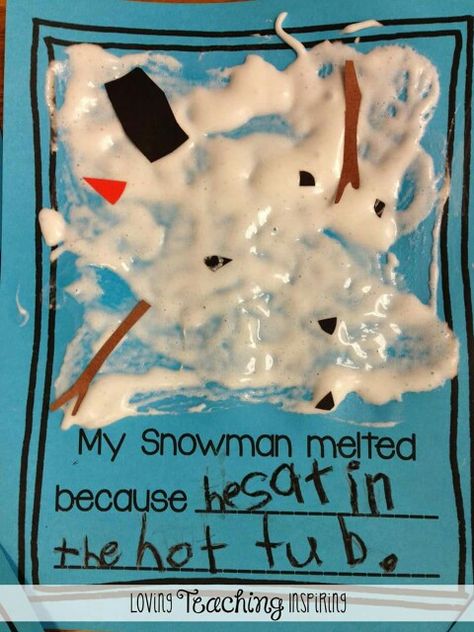 My snowman melted because... End Of January Crafts Kids, Winter Morning Tubs Preschool, Melted Snowman Activity, Winter Class Activities, January Pre K Crafts, Winter Wear Activities Preschool, A Loud Winters Nap Activities, January Activities For Kindergarten, Preschool Snow Activities