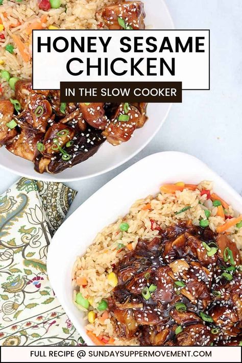 Honey Sesame Chicken Recipe, Slow Cooker Chicken Wings, Honey Sesame Chicken, Sesame Chicken Recipe, Honey Sesame, Rice Cookers, Supper Ideas, Sesame Chicken, Chicken Slow Cooker Recipes