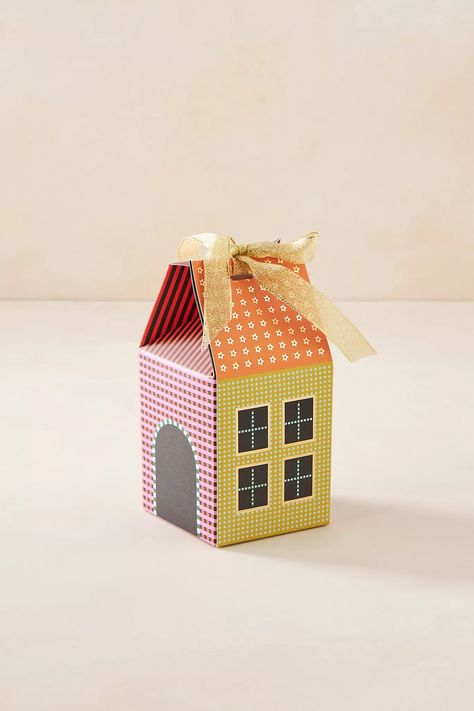 Gingerbread House Gift Box | Anthropologie House Packaging, Happy Meal Box, House Gift Box, Gingerbread Gifts, Minimalist Christmas Tree, Bakery Packaging, Cool Packaging, Vintage Packaging, Packing Design