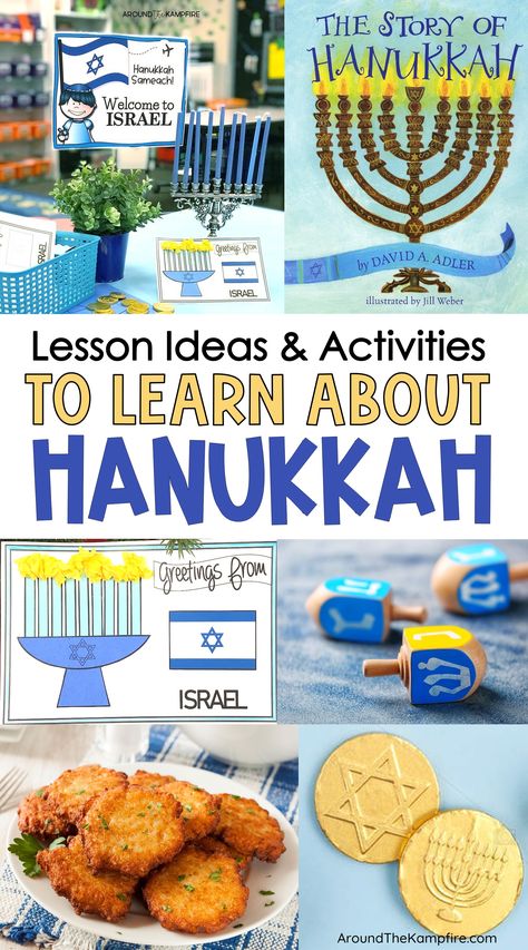 Hanukkah activities for kids Hanukkah Lessons For Kids, Hanukkah Party Ideas For Adults, Hannukah Lessons For Kids, Hanukkah Classroom Activities, Haunika Crafts For Preschool, Hannukah Art Preschool, Hanukkah Food For Kids, Hanukkah Crafts Kindergarten, Hanukkah Kindergarten Activities