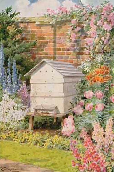 Apiary Design, Painted Bee Hives, Beehive Illustration, Cottage Illustration, Million Flowers, Vintage Bee, Bee Garden, Bee Art, Bees Knees