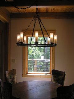 Is it "tacky" to swag a chandelier for the dining room table? Swagged Chandelier Over Table, Swag A Chandelier, Hanging Light Fixtures Dining Room, Light Above Dining Table, Lights Over Dining Table, Dining Table Chandelier, Country Dining Tables, Swag Chandelier, Cottage Dining Rooms