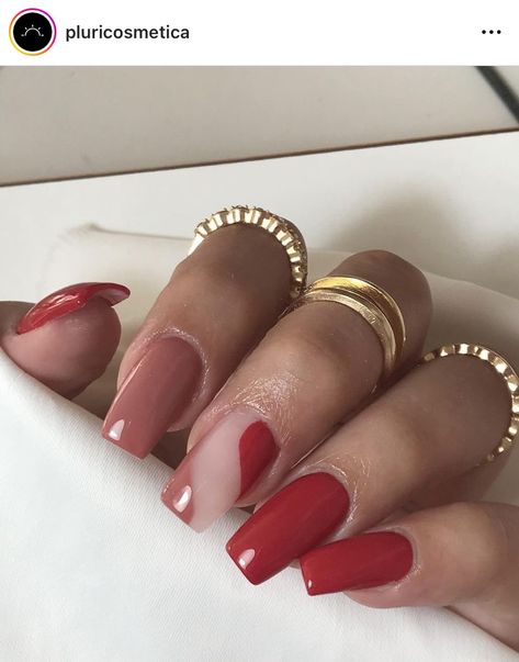 Fall Manicure Ideas 2024, Dark Red Ballerina Nails, Red Wine Nails Design Burgundy, Mani Pedi Combos Fall 2024, Red Winter Nails Acrylic, Red Short Coffin Nails, Nail Design Burgundy, Red And Nude Nails, Thanksgiving Nails Color