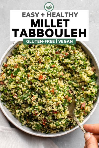 This Millet Tabbouleh is a gluten-free twist on the classic Middle Eastern dish - full of bright and robust herby flavors and loaded with fresh veggies. Great lunch or a side dish. Whip up this recipe today! Millet Side Dish Recipes, Tabbouleh Recipe, Lectin Free, Millet Recipes, Tabbouleh Salad, Vegan Salads, Vegan Salad Recipes, Vegan Side Dishes, Ancient Grains