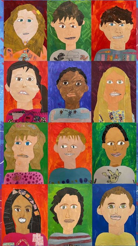 paulaliz.art on Instagram: My Kindergarten artists finally finished their self-portrait collage paintings! This year we used @crayola colors of the world pencils… Self Portrait Art For Kids, Crayola Colors Of The World, Future Glasses, Self Portrait Kids, Kindergarten Drawing, Colors Of The World, Portrait Collage, Self Portrait Art, Collage Paintings