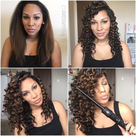 Shanequa Jana' on Instagram: “Wand Curl Details! ➰ • • • **done on two week old hair!** Weapon of choice: Smallest wand from Luv Curling Iron Set 1️⃣Section hair front from back. starting from back 2️⃣Coil small sections of hair around wand. Hold about 5-8seconds **use glove to avoid burns** 3️⃣Spray w/ @garnierusa spray 4️⃣Spray @dove dry shampoo to roots 5️⃣Shake, shake, shake until you achieve the desired look Kilt The Game (LOL did I just make up a word?!) first time using a wand curler!” Small Wand Curls, Parisian Hair, Semi Formal Hairstyles, Wand Curler, Hot Curlers, V Shape Hair, Curly Faux Locs, Hair Front, Shake Shake