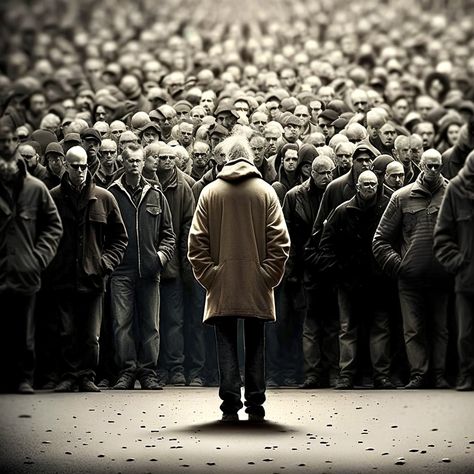 “The one who follows the crowd will usually get no further than the crowd. The one who walks alone, is likely to find himself in places no one has ever been.” - Albert Einstein Alone In Crowd, Fear Of Crowds, Protest Pictures, Popular Loner, People In The Background, Standing Out In A Crowd, Alone In A Crowd, Crowd Of People, People Crowd